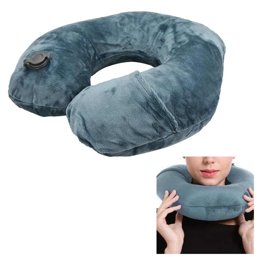 Compact Neck Pillow, Stable, Long-Distance Travel, Napping, Foldable, Travel Accessory (Light Gray)