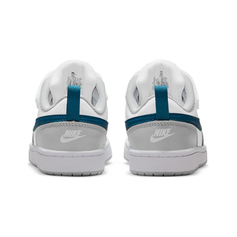 Nike Court Borough 2 Low top Skateboard Shoes White Gray Blue Children Aged 3 7 Years Old Sneakers BQ5451-117