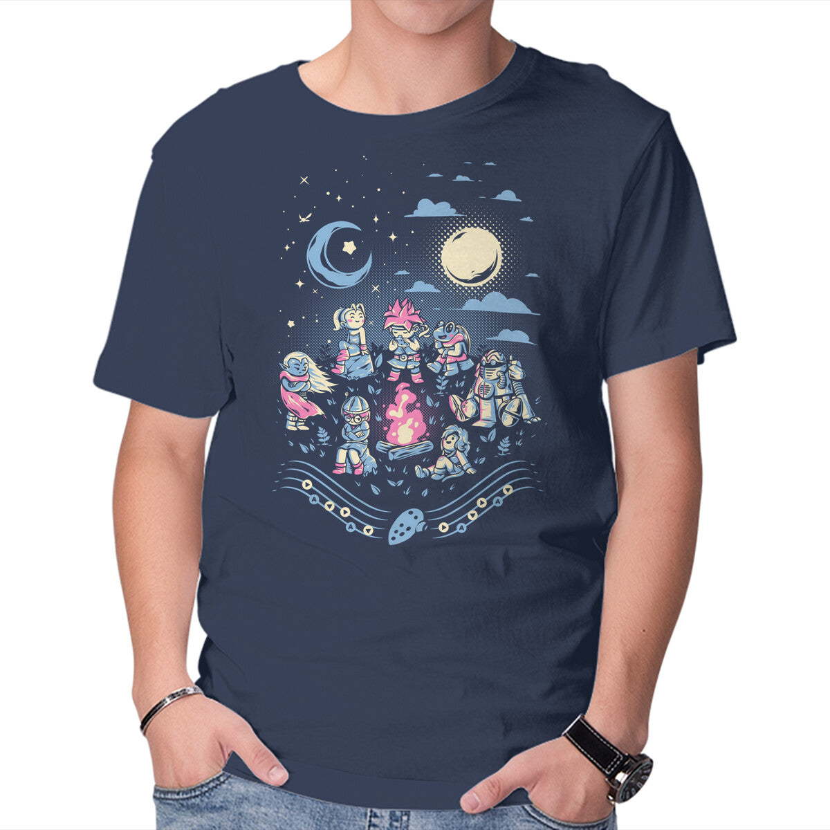 Unisex Crew Neck T-Shirt Chrono Triggler Graphic Short Sleeve Casual Tee L