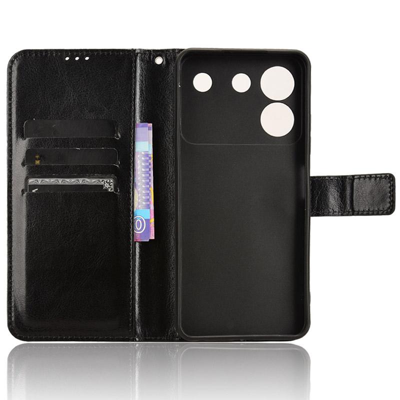 Do etui na telefon komórkowy ZTE Blade A54, skórzany portfel, tekstura Crazy Horse, odporna na upadki, ze stojakiem