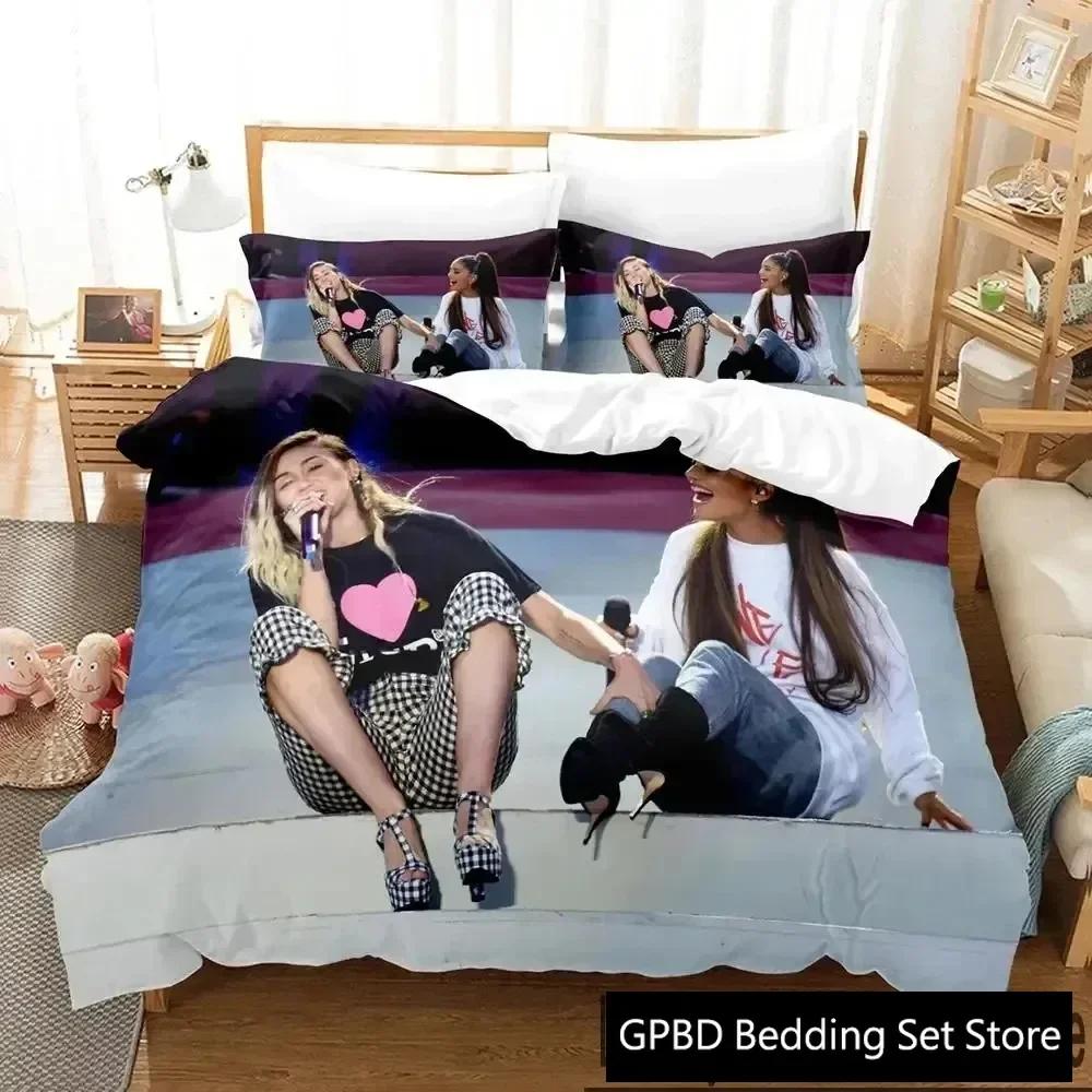 3D-print Miley Cyrus Sångare Sängkläder Set Pojkar Flickor Enkel Dubbel Queen King Storlek Påslakan Örngott Säng pojkar Vuxen Hemtextiltextil