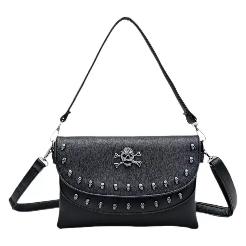 

Punk Style Skull Women s Bag Envelope Bag Embossed Chain Bag Korean Version Trendy Fashion Single Shoulder Crossbody Women s Bag чорний