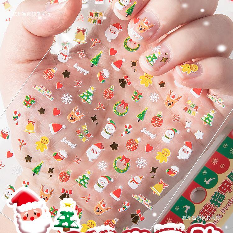 Christmas Cartoon Nail Stickers for Girls - Cute Decorative Journal Patterns for Kids
