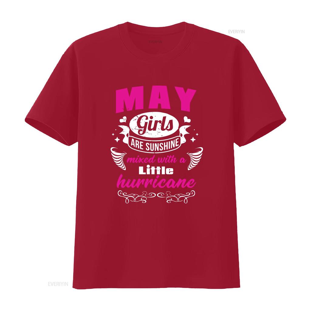 May Girl T Shirt Girls Are Sunshine Born In Birthday Month Taurus Astrology Vintage Washed Breathable Homme Graphic Stretched
