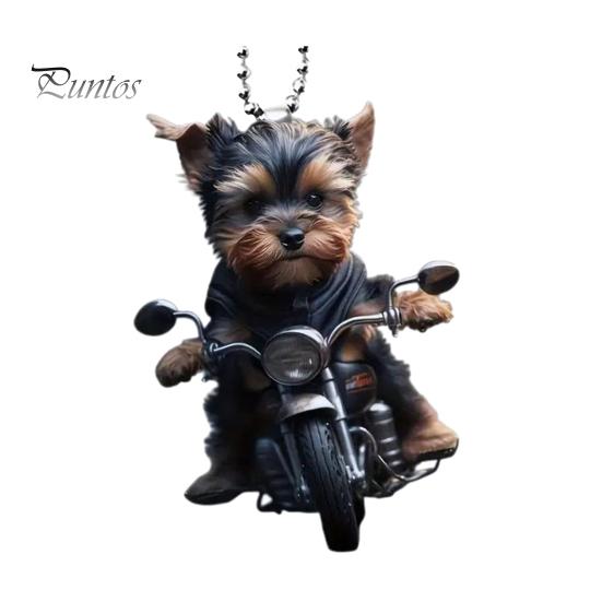 

Акриловая подвеска для автомобиля Щенок, едущий на мотоцикле, подвесная подвеска со шнурком, легкое украшение для зеркала заднего вида, подвеска в виде животного для салона автомобиля Dog