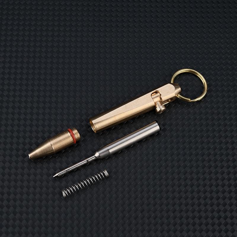 Mini Brass Keychain Pen - Portable Pocket Gel Ballpoint for Travel, Signatures, and Gifts
