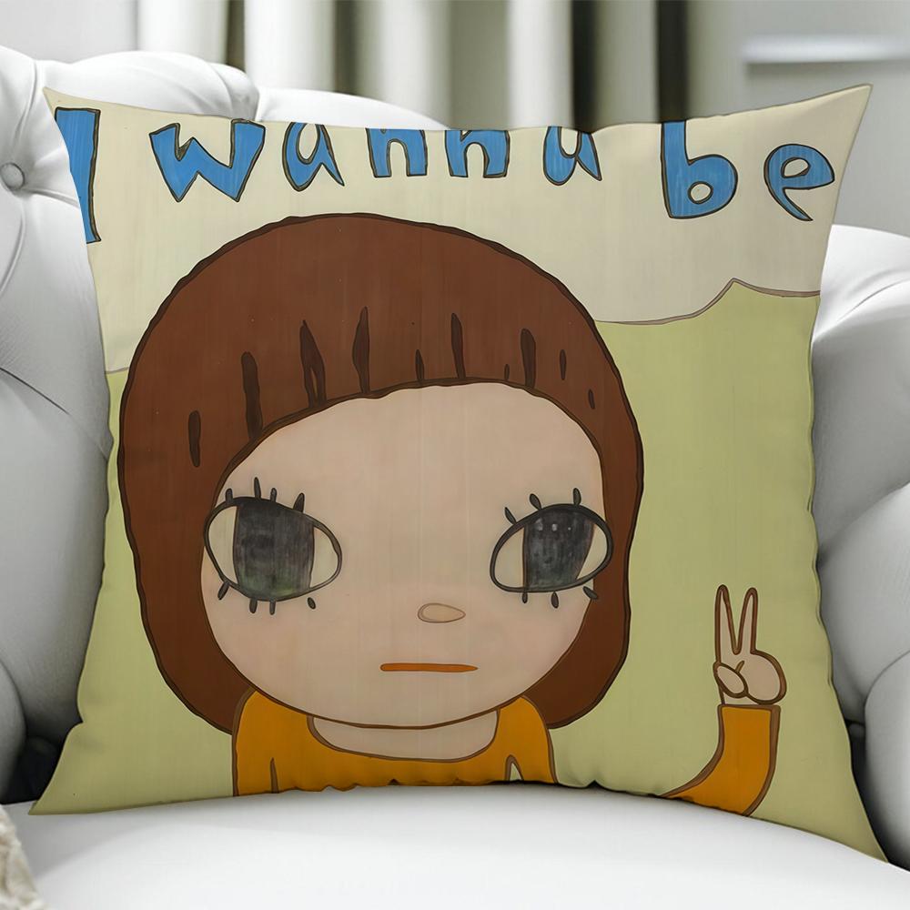 Art YYoshitomo Nara cushion cover Birthday Anniversary Gifts Double Sided Printed Zipper Cushion Cover Soft Skin Bedding