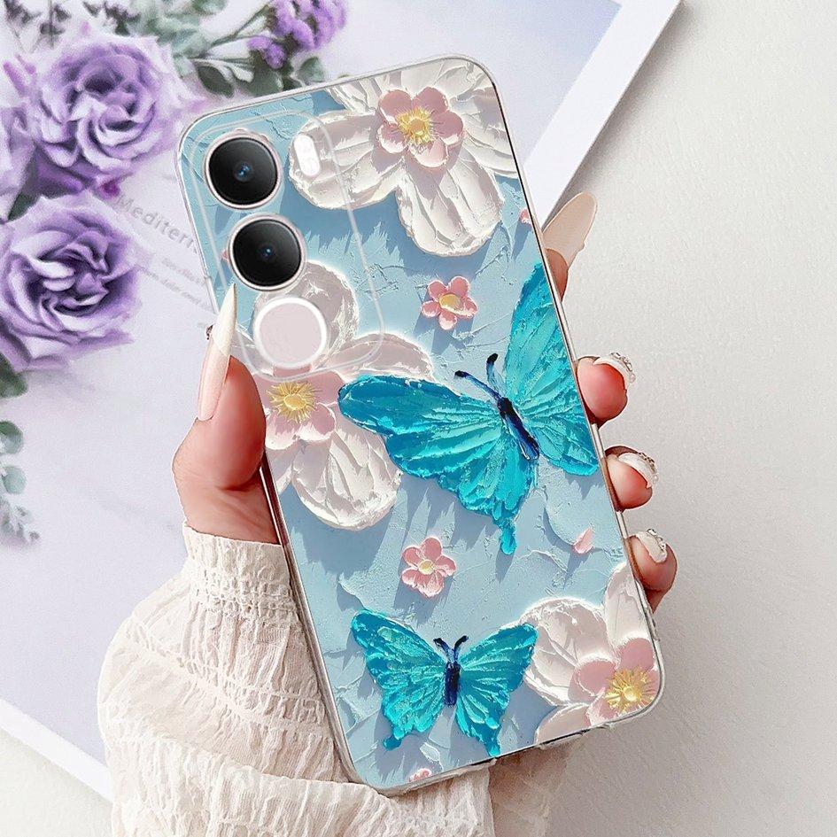 Silicone Case For Vivo Y19s V2419 Cover Lovely Cat Butterfly Cartoon Soft Back Protective Shell For Vivo Y19s 4G Y 19s TPU Coque