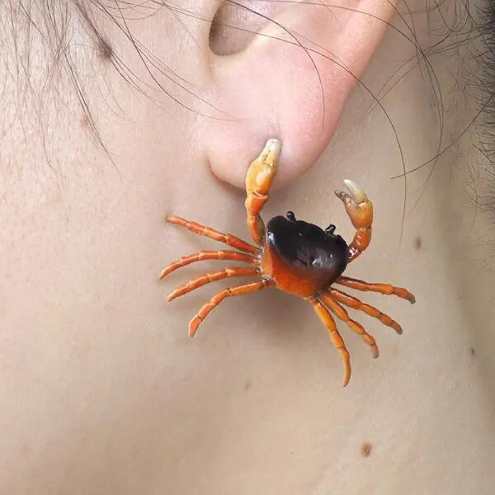 Creative Pink Crab Ear Stud Unique Crab Claw Stud Earrings Trendy Crab Earrings  Girls
