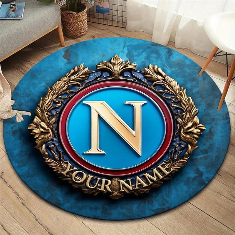 SSC Napoli Custom Name Round Area Rug,Carpet Rug for Living Room Bedroom Sofa Playroom Decor,Non-slip Floor Mat