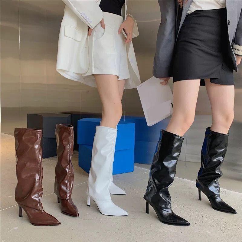But knee boots high boots Internet celebrity European and American style pants boots women's high heel thin heel boots 2025 new versatile pointed
