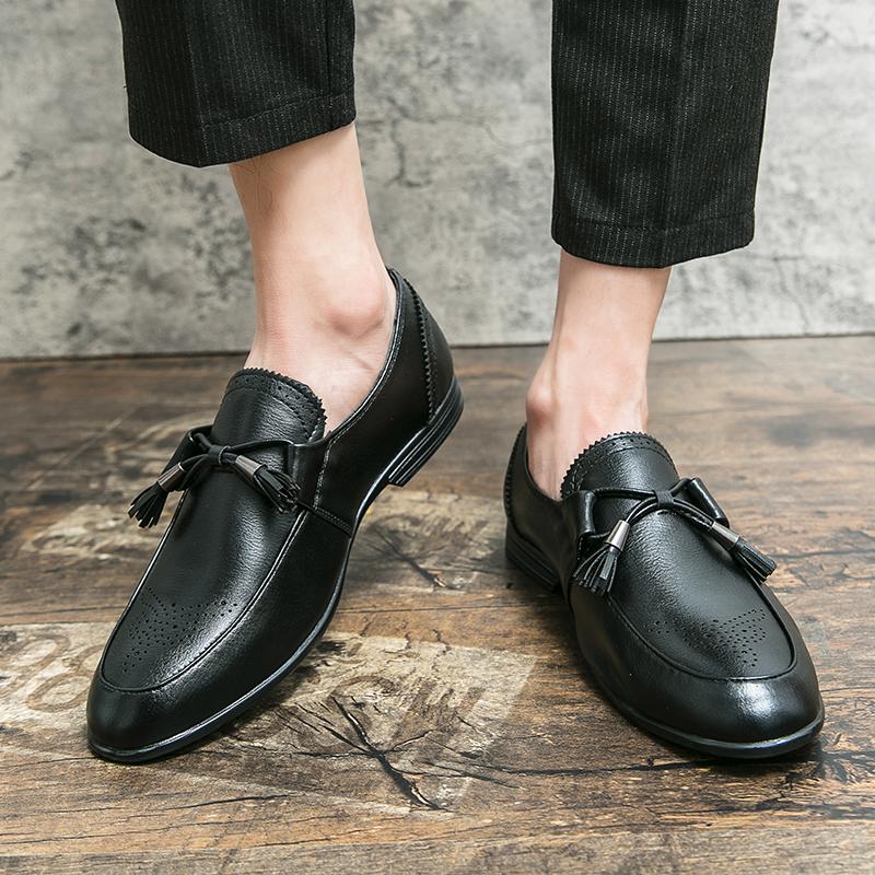 High Quality Leather Men Tassel Loafers Dress Shoes Slip On Male Shoes Casual Shoes Man Party Wedding Footwear Big Size 38-47