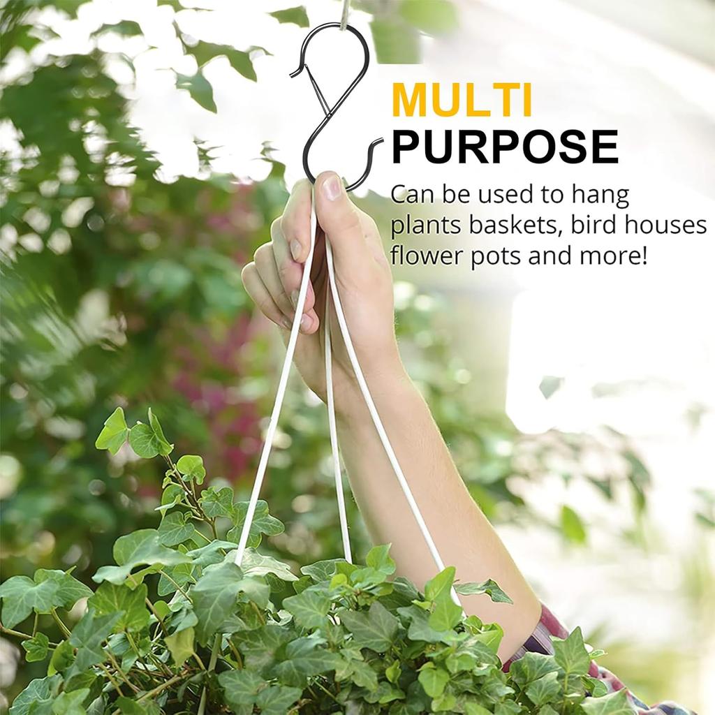 12 Pack Large S Hooks for Hanging, 5 inch Heavy Duty Metal S Hooks with Safety Buckle S Shaped Hooks Pot Rack Closet Hooks for Hanging Plants,