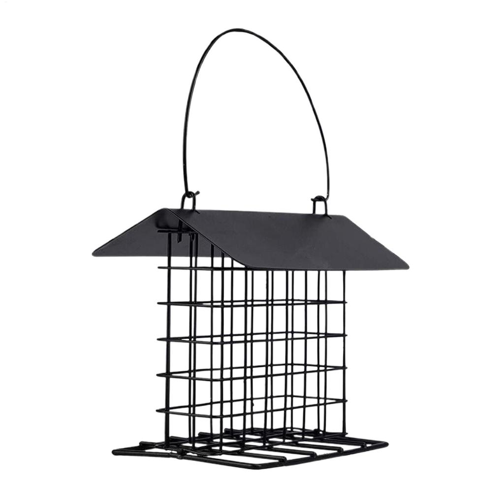Outdoor Hangable Bird Feeder with Weatherproof Roof Bird Feeding Tray Hanging Bird Suet Feeder Feeding Station for All Breeds