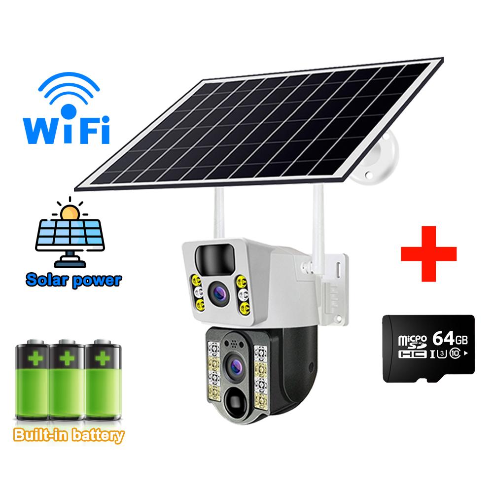8PM Solarkamera 4K Dual-Objektive 4G Sim Wifi Außen Dual-Objektiv PIR Personenerkennung IP66 Wasserdicht CCTV Videoüberwachung