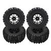 RC Vehicle Wheels and Tires Set Black with Plastic Hub for Monster Truck 1/8 1/10 Short Course Truck