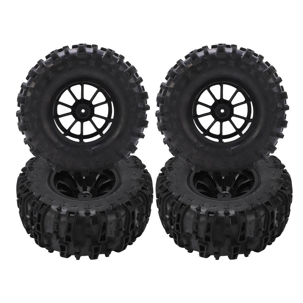 RC Vehicle Wheels and Tires Set Black with Plastic Hub for Monster Truck 18 110 Short Course Truck