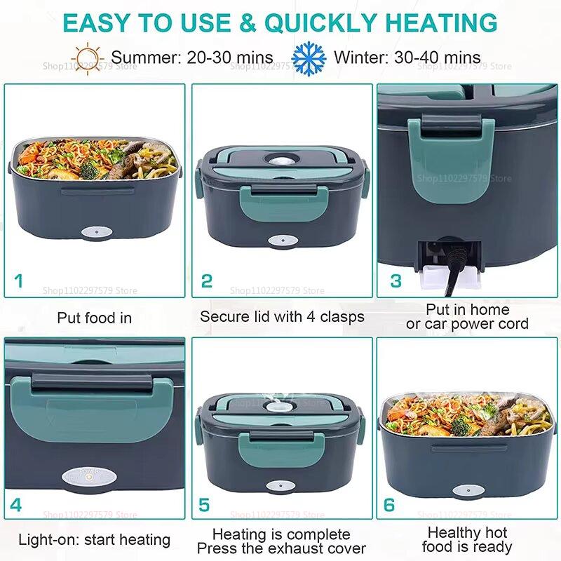 Electric Heated Lunch Box Portable Self Heating Food Container For Office Work Student Dormitory Steam Meal Thermal Insulation