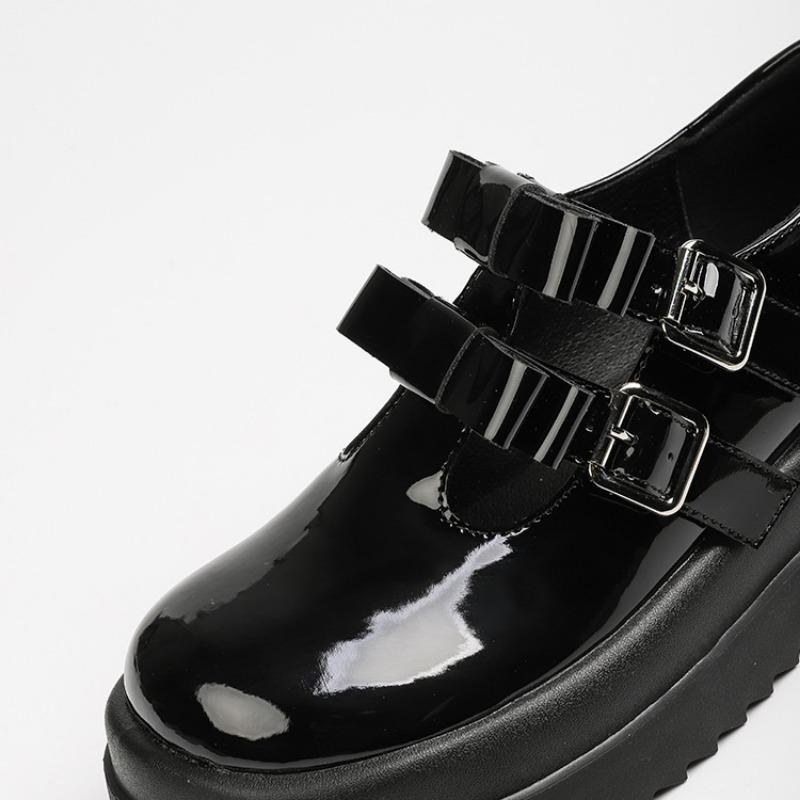 Platform Thick-soled Leather Shoes for Women New Style College Style Bowknot Cute Mary Jane Shoes Shallow Mouth Single Shoes