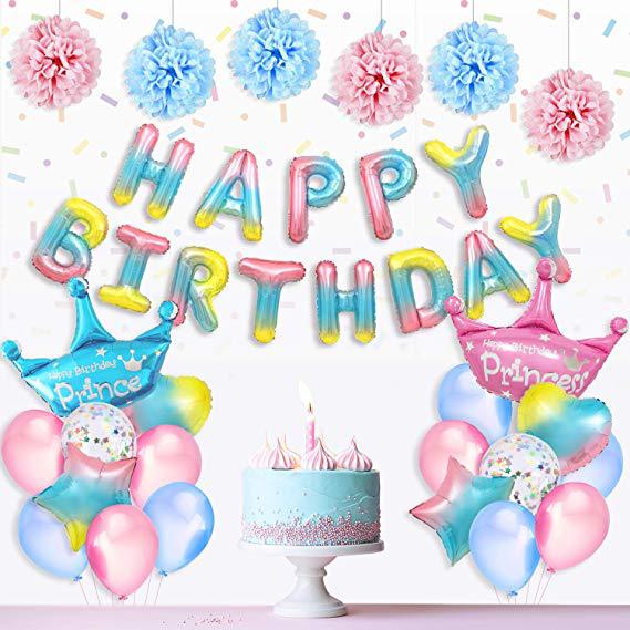 Sequined Aluminum Foil Balloon Set, Pentagram Birthday Party Decoration, Aluminum Film Confetti Letter Balloon Set