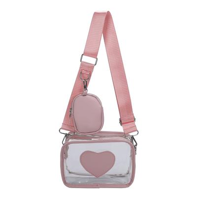 Transparente Umhängetasche aus PVC, modisch, kleine, durchsichtige Handytasche, tragbar, wasserdicht, verstellbarer Riemen, einfach für Erwachsene und Teenager