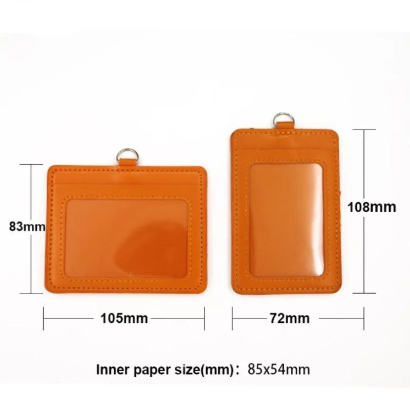 PU Leather ID Card Holder Horizon Style Student ID Pass Cover School Office Exhibition Badge Holder Porta Credencial Id Card