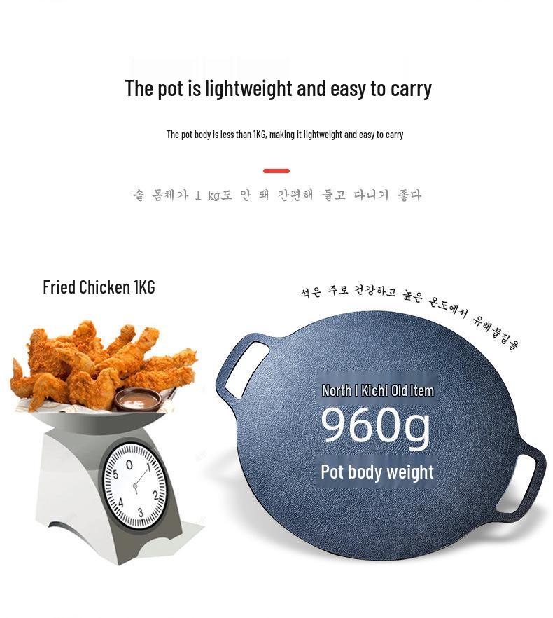 Maifan Stone Korean BBQ Grill Pan with Handle - Outdoor Camping and Universal Stove Frying Cookware