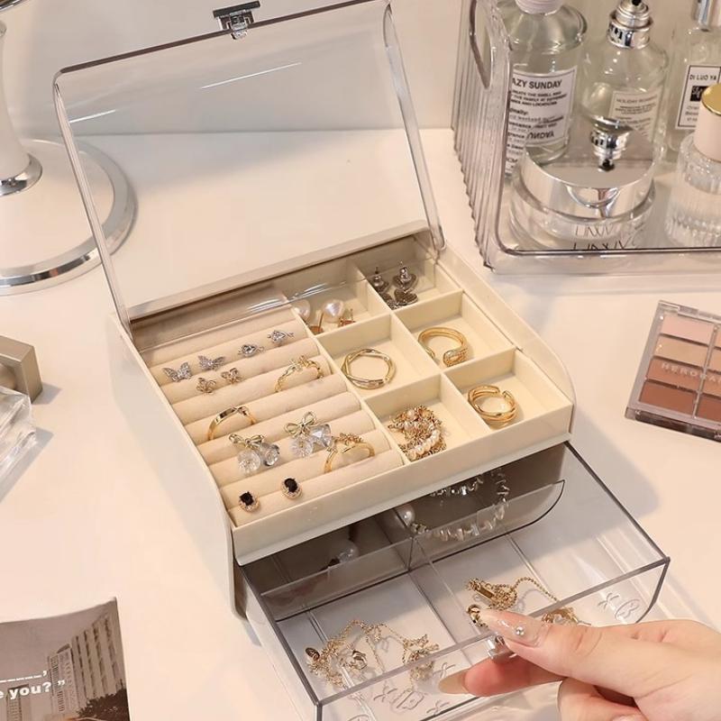 2025 New Jewelry Box Storage Box Organizer Portable Large Capacity Necklace Earrings Exquisite Acrylic Multi-grid Jewelry Boxes