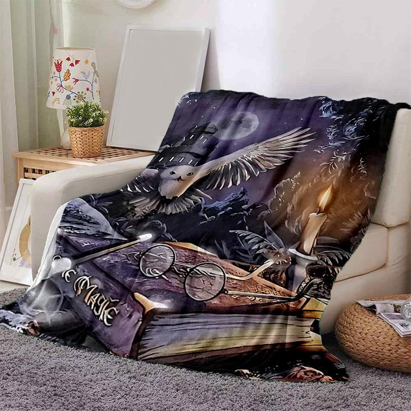 1pc Magic Moonlit Owl: Cozy Home Decor Blanket Perfect for Couch, Bed, Travel .W034