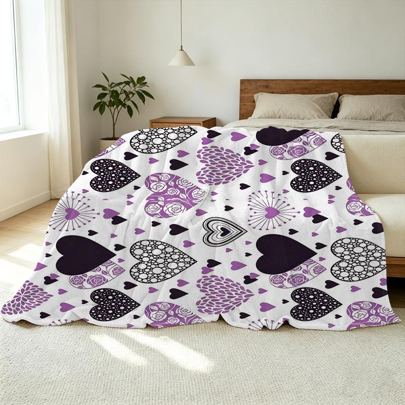 Heart Flannel Blanket High-Density Plush Soft, Warm & Breathable, Skin-Friendly Multi-Use for Couch Bedroom, Ideal Valentine’s Gift