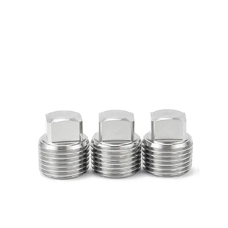 1 unidad 1/8" 1/4" 3/8" 1/2" 3/4" 1" 1-1/4" 1-1/2" 2" Pt Npt Macho Acero Inoxidable 304 Tapa Tapón de Extremo Cuadrado Accesorio de Tubería