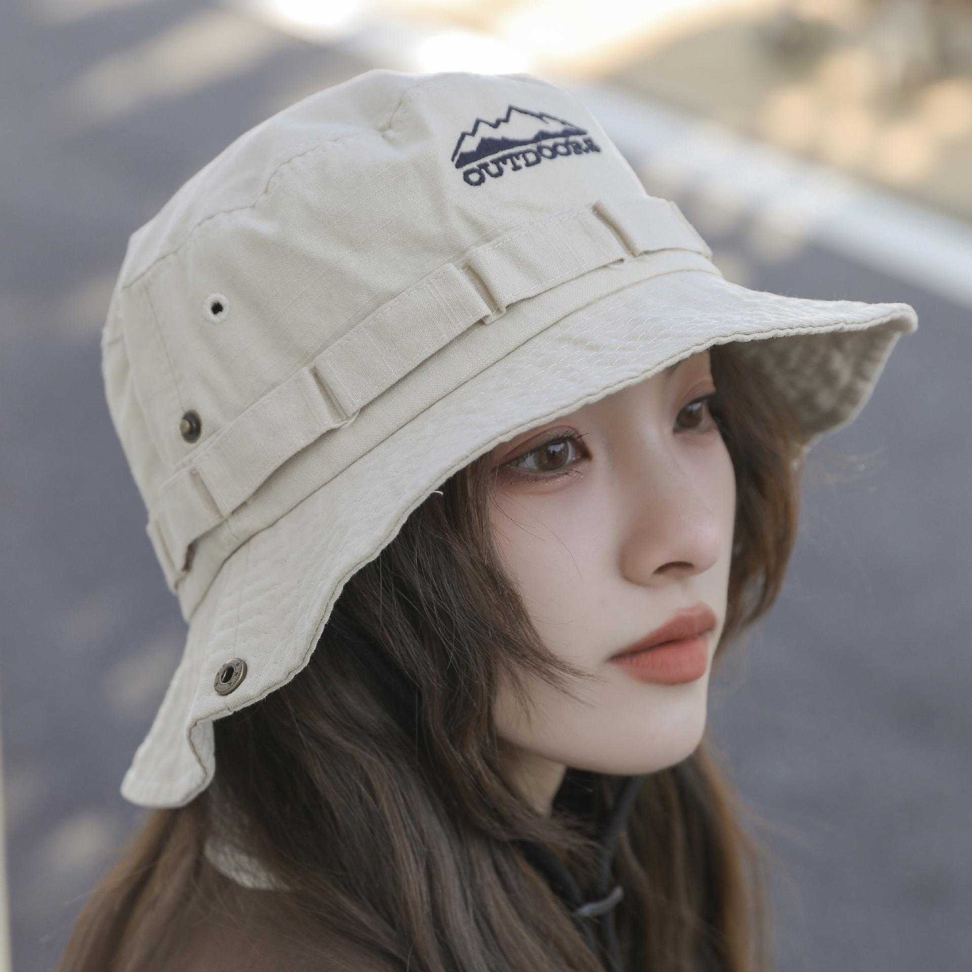

Cotton Stone-Washed Adjustable Bucket Caps Safari Booney Sun Hats One Size білий