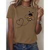 Damen Niedliches Biene Herz Design T-Shirt Lässig Sportlich Atmungsaktiv Leichtes Weiches Gewebe Rundhalsausschnitt Kurzarm Ganzjahres Komfortabel