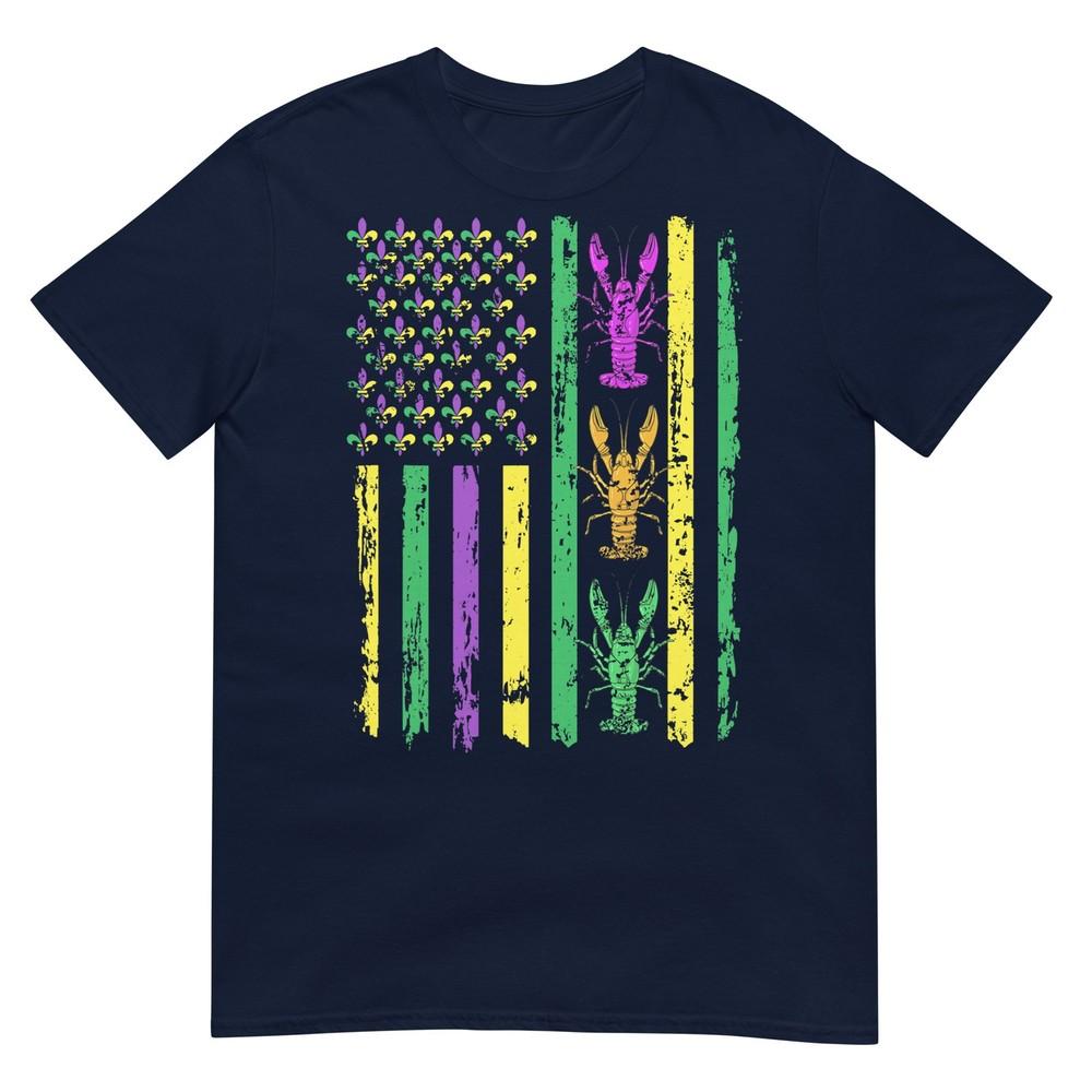 Carnival Mardi Gras Usa American Flag Crawfish Parade Outfit Tshirt S