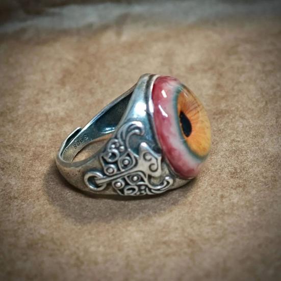 Eye of Veil Ring Handmade Resin Ring with Eye Design Waterproof Fading-Proof Adjustable Fit Vascular Details Ring