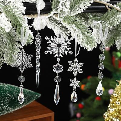 Christmas Snowflake Decorations for Christmas Tree Ornaments Pendants Christmas Snowflake Hangers Ice Spike Hangers