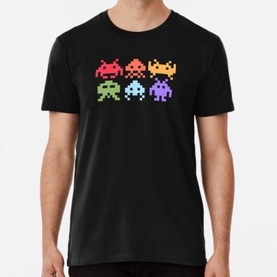 Space Invaders Pixel Art Alienígenas Arcoíris Tallas S a 5XL Hecho en la AU/EEUU Camiseta
