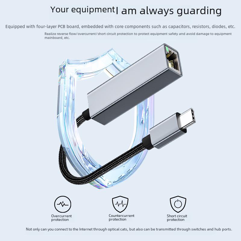 USB To Ethernet Adapter, Type-C Gigabit Network Card for Tablets & Phones