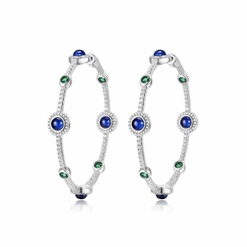 APM Monaco FESTIVAL [Romantic Confession] Hoop design is exquisite, versatile, trendy and elegant earrings for women, blue-green AE14225M