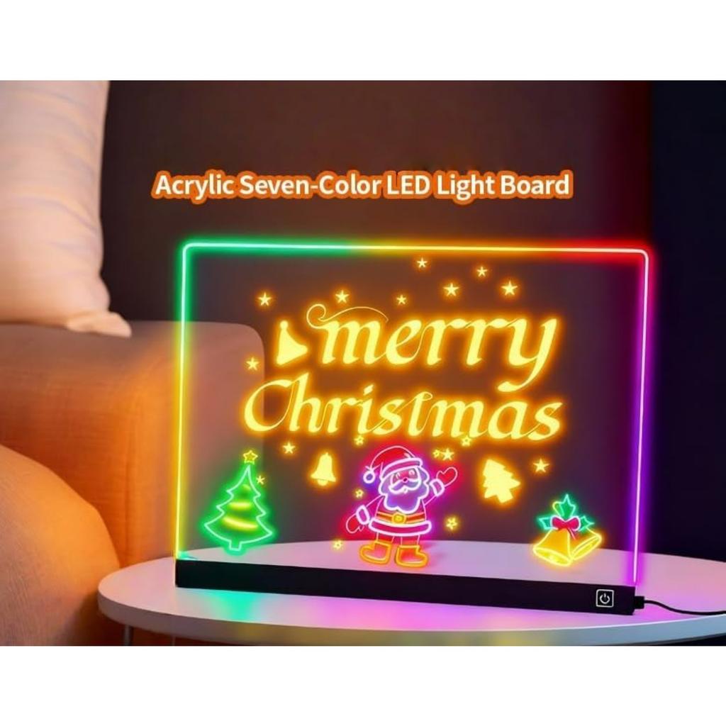Led Note Board with Colors Acrylic Set Glowing Desktop Sign Letter Memo Painting Manual Multiple Light Colors for Classroom Home Decor Office Gift