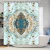 Kaleidoscopic Blue Gold Marble Shower Curtain for Bathroom Decor Quick Dry Fabric with Hook Rings Set