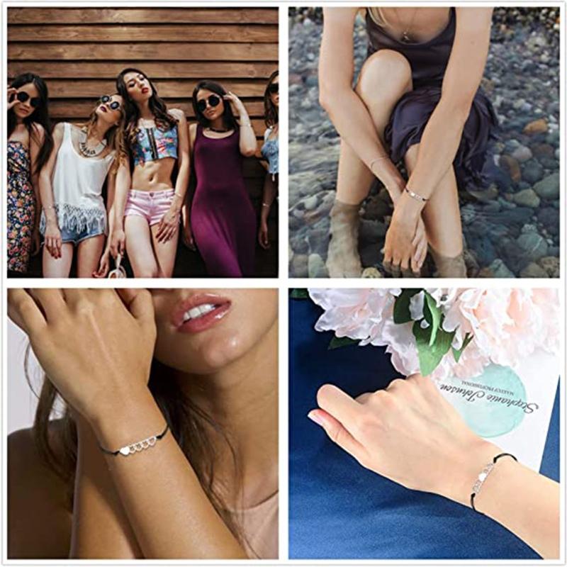 5 Pieces Set Matching Heart-shaped Card Bracelets for Best Friend Couple Family Women Mens Teen Friendship Jewelry
