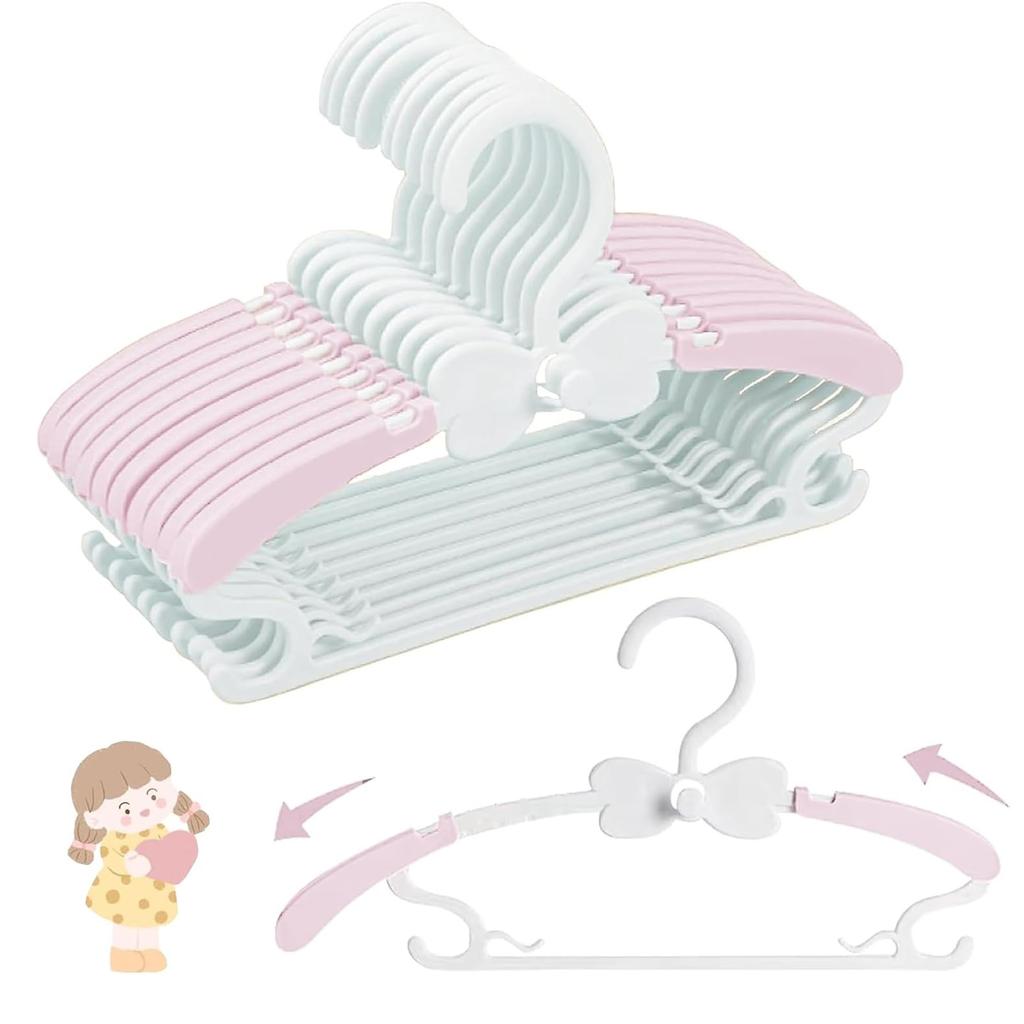Baby Clothes Hangers, 11-14.5" Adjustable Kid Hangers for Newborn Closet, Infant Hanger for Toddler Pant, Coat Hanger for Boy Girl Nursery Clothing