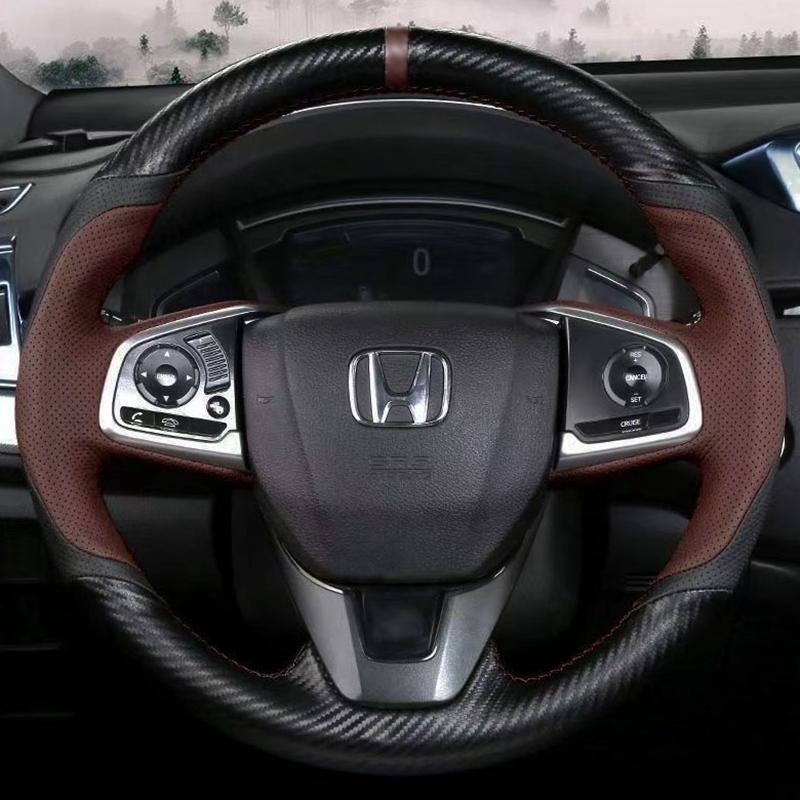 Custom DIY Car Steering Wheel Cover 100% Fit For Honda Civic 10th Gen 2016 2017 2018 Auto Interior Accessories Steering