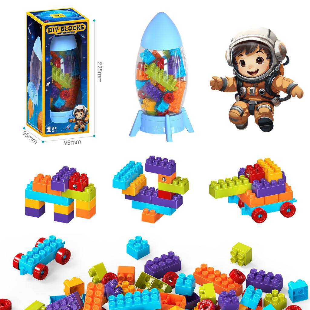 Rainbow Color Rocket Tank Storage And Assembly Building Block Gift Box, Kindergarten Educational Indoor Toys