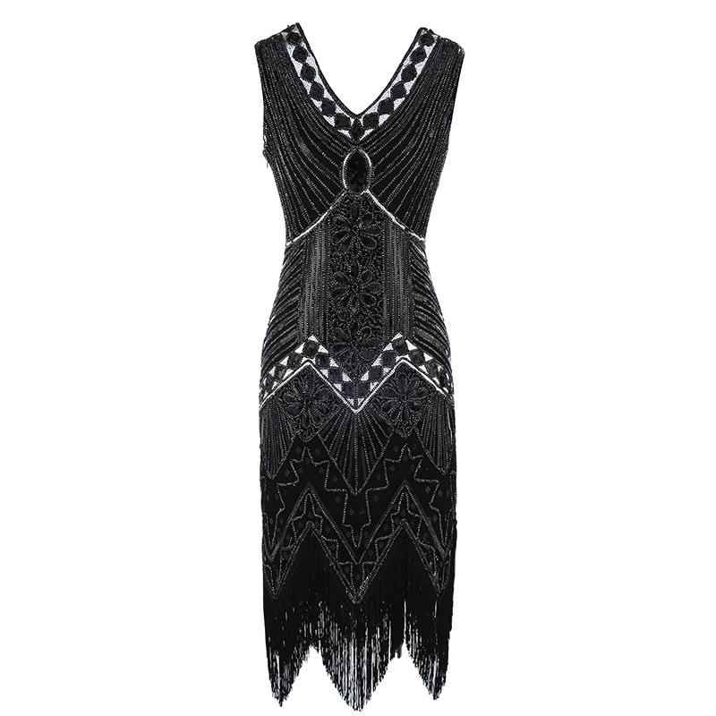 High-end explosive sequin hand-woven dress retro sequin dress physical picture