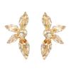 Retro Personalized Alloy Large Flower Earrings for Women Ladies Exaggerated Unique Texture Petal Drop Earrings Jewelry Wholesale