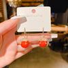 Fashion Atmospheric Red Velvet Bow Earrings Femininity Sweet Flower Long Fringed Versatile Earrings
