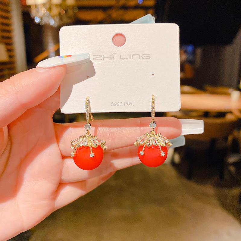 Fashion Atmospheric Red Velvet Bow Earrings Femininity Sweet Flower Long Fringed Versatile Earrings
