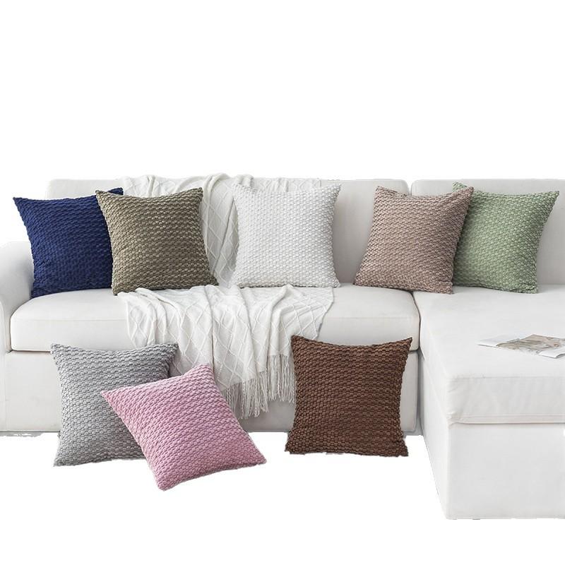 New Double-sided Bubble Corduroy Pillow Solid Color Dormitory Pillow Bedside Cushion Sofa Pillow Cover